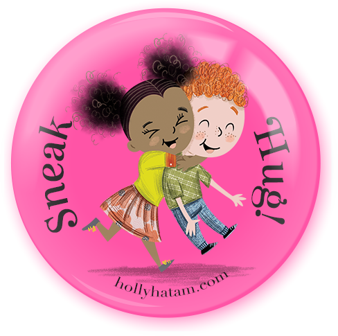 Sneak Hug | Happy Right Now | Pinback Buttons