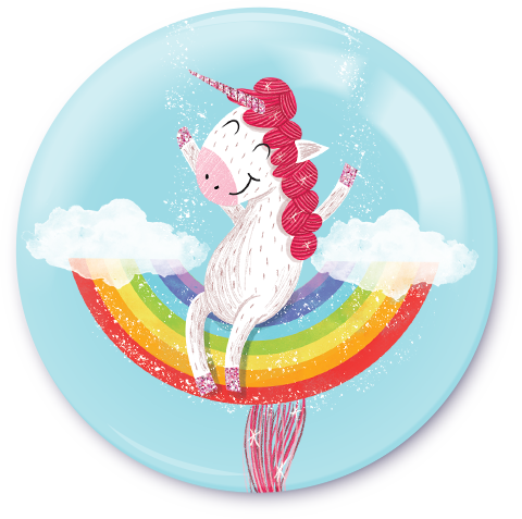 Unicorn Rainbow Swing | Unicorns Are Real! | Pinback Buttons